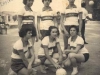 1953 – Time feminino de voleibol sanjoanense vencedor do Campeonato Colegial do Estado de São Paulo, cujas finais aconteceram no Pacaembu: em pé, Ivani Celeguini, Márcia Azevedo e Katy Backstron; agachadas, Claunice Marcon, Clélia Salomão e Marlene Legaspe.