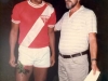 1979 – Mirandinha, ex-atacante do Corinthians e São Paulo, também jogou no Ginásio Pinhalense. Na foto, ele está ao lado do treinador sanjoanense Chicão Amorim. 