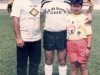 1991 – Amistoso de masters em São Sebastião da Grama: Roberto Rivellino, Paulinho Platini e seu filho Matheus.