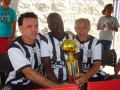 2016 - Jogo festivo pelo centenário da SES, com vitória dos Masters do Palmeiras no clássico local. Quinho, Titica e Mirandinha comemoram com o troféu ganho após a partida.