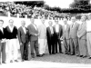 1956 – Autoridades, dirigentes e ex-jogadores reunidos para festividade no estádio da SES: da esquerda para a direita, Antonio de Freitas, Antonio Budelon, Nhozinho Parreira, Ângelo, Má Rehder, Alfredo Parreira, Arnaldo Amorim, Enéas Budri, o prefeito Henrique Cabral de Vasconcelos, Américo Budri e Valdomiro Valim. 